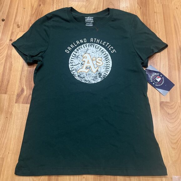 MIb Oakland Athletics Girls' CrewNeck T-shirt: Size L 10/12 Nwt - Picture 2 of 2